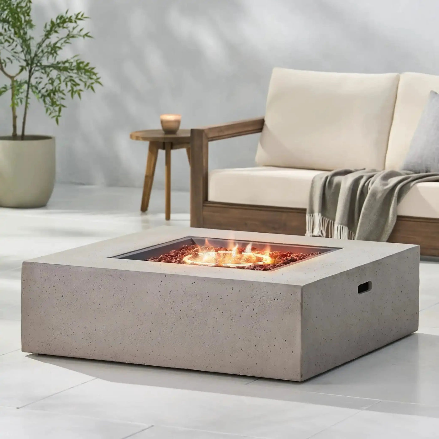 Modern 50,000 Btu Square Fire Table With Propane Tank by HouseOfZazla