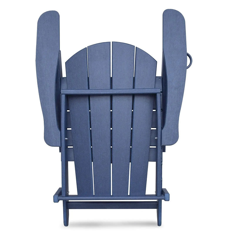 Folding Outdoor Adirondack Chair For Relaxing, Hdpe All-Weather Fire Pit Chair, Patio Lawn Chair For Outside Deck Garden Backyardf Balcony - Navy Blue by HouseOfZazla