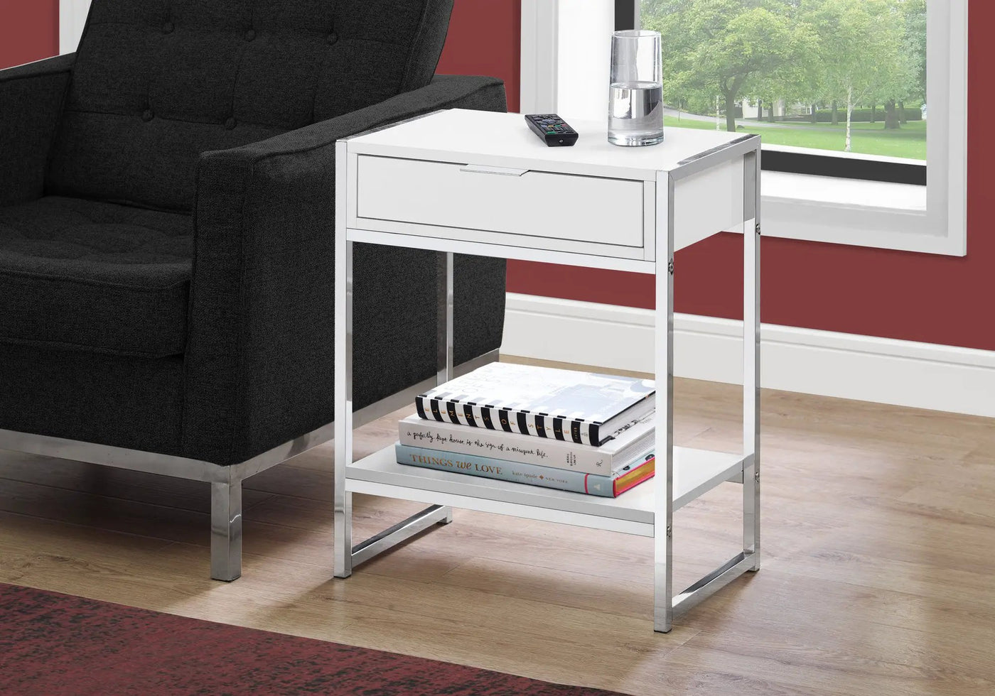 Accent Side Table, Storage Drawer, Spacious Tabletop by HouseOfZazla