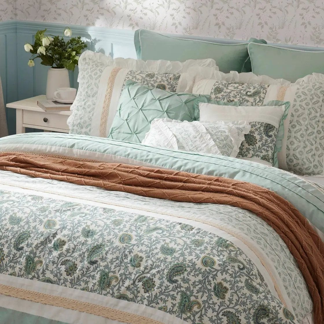 9 Piece Cotton Percale Comforter Set Aqua by HouseOfZazla