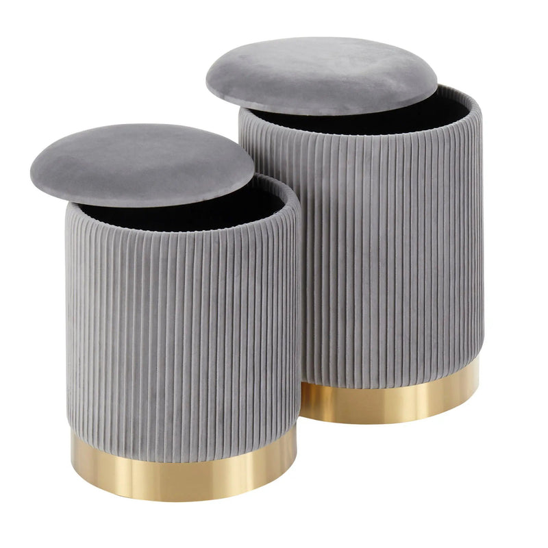 Marla - Contemporary Nesting Pleated Ottoman Set by Unique Piece Furniture