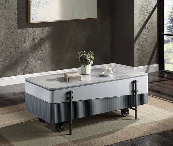 Wilkins High Gloss Coffee Table with Lift Top - Gray / White