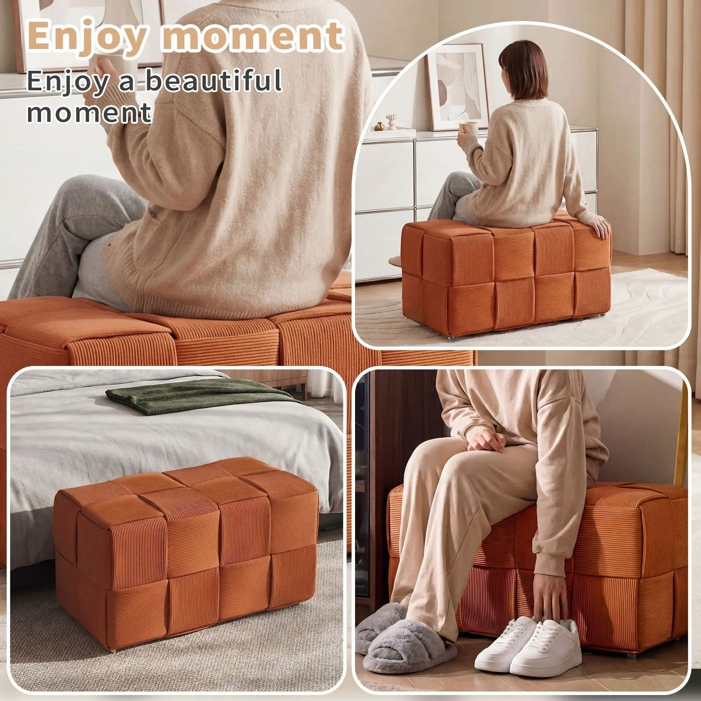Modern Ottoman Foot Rest With Woven Design by HouseOfZazla