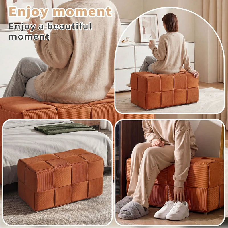 Modern Ottoman Foot Rest With Woven Design by HouseOfZazla
