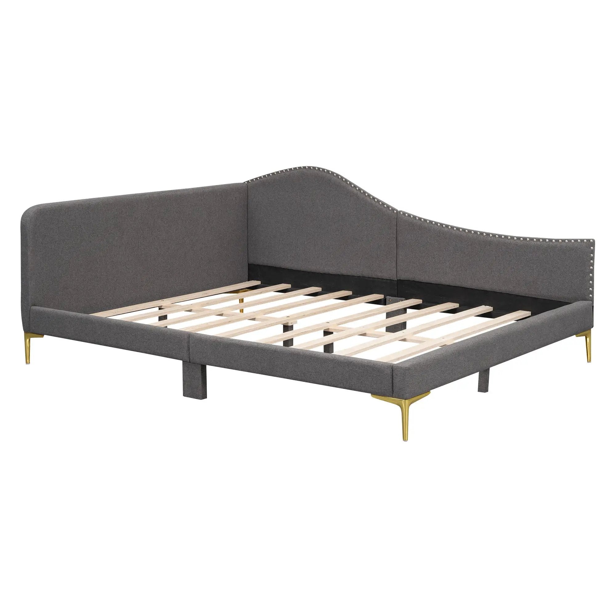 Upholstered Daybed With Headboard And Armrest, Support Legs by Unique Piece Furniture
