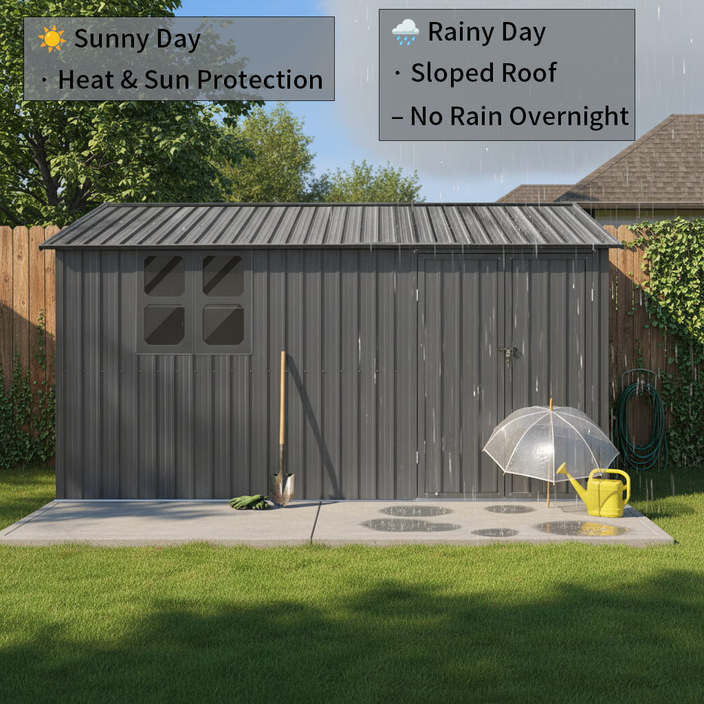 12x10 Ft Metal Garden Shed for Outdoor Storage by HouseOfZazla