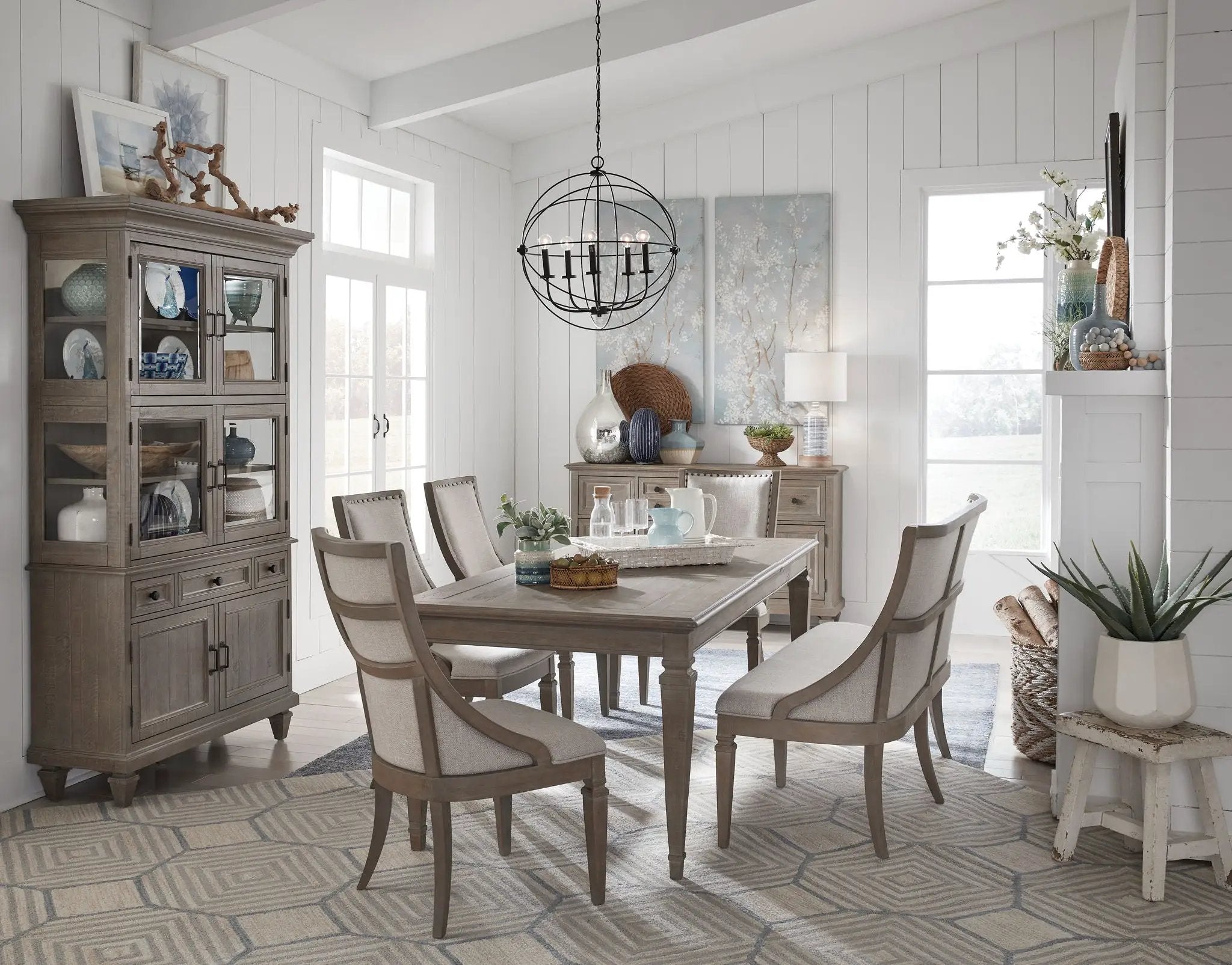 Lancaster - Bench With Upholstered Seat & Back - Dovetail Gray by Unique Piece Furniture