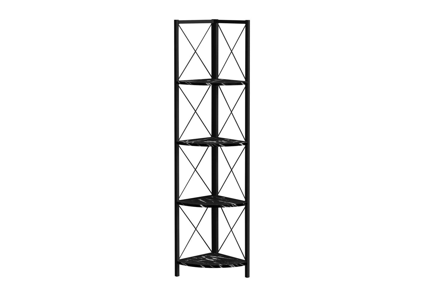 4-Tier Corner Bookshelf with Marble Look and Metal Frame by HouseOfZazla