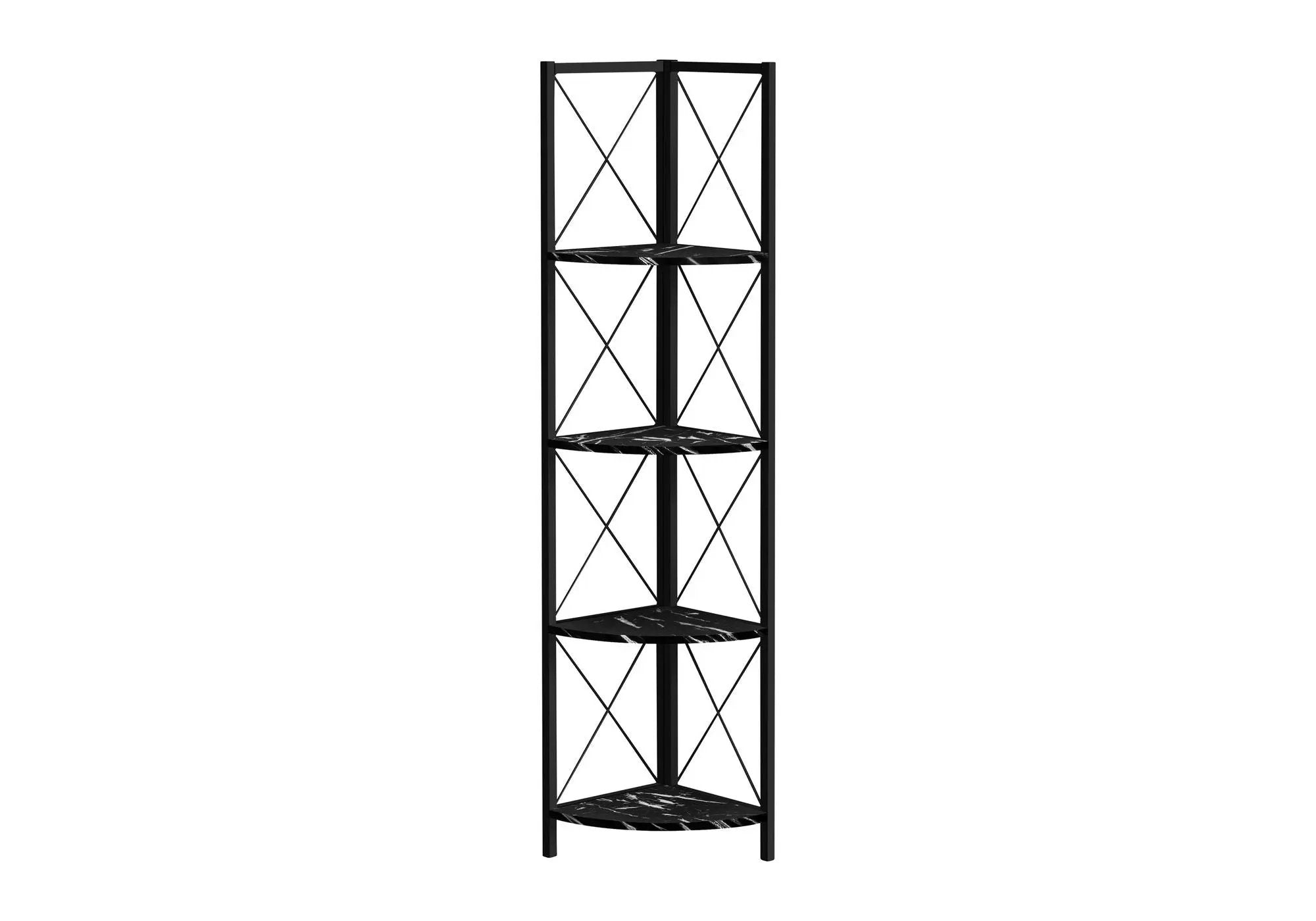 4-Tier Corner Bookshelf with Marble Look and Metal Frame by HouseOfZazla