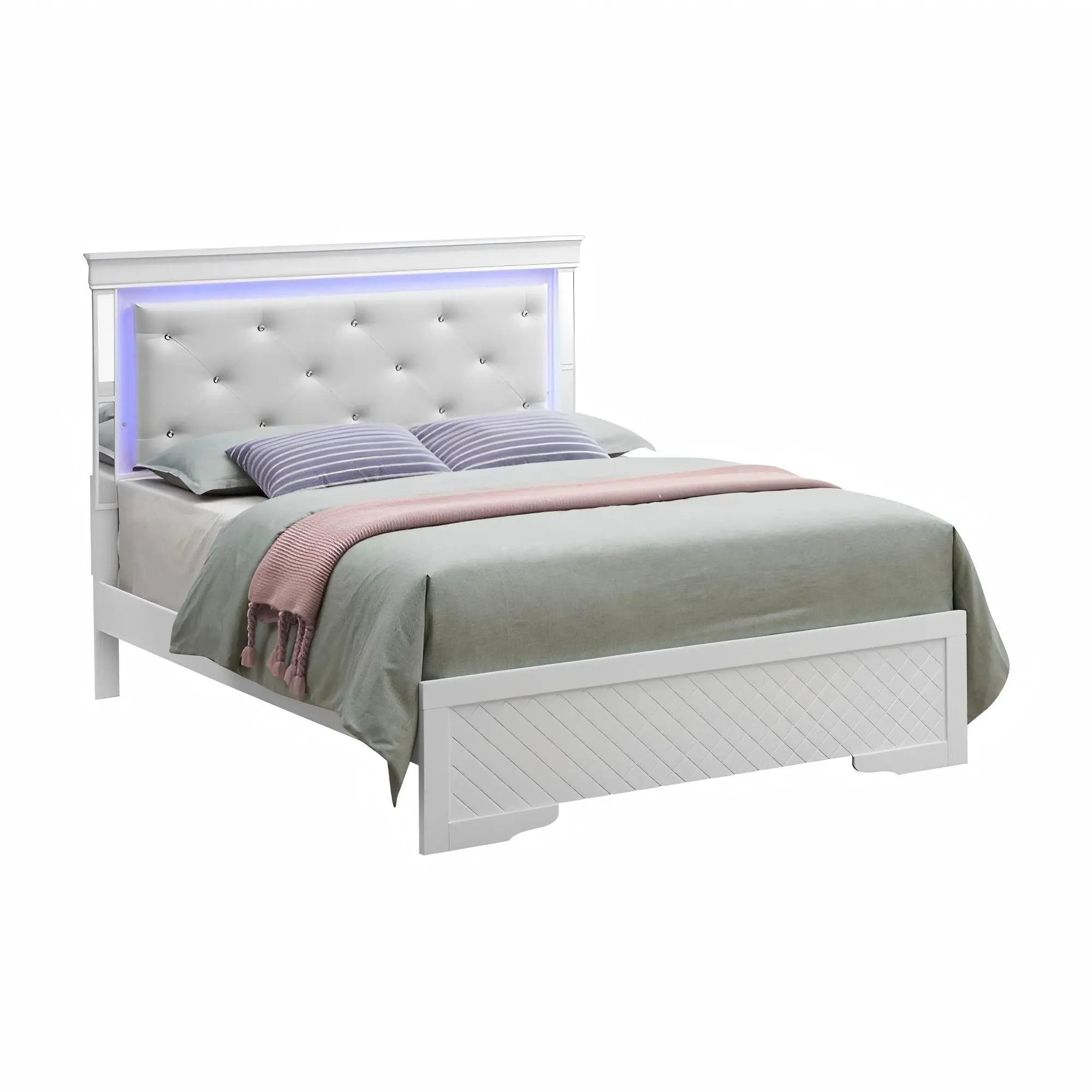Bed With LED Light Accents Headboard by Unique Piece Furniture