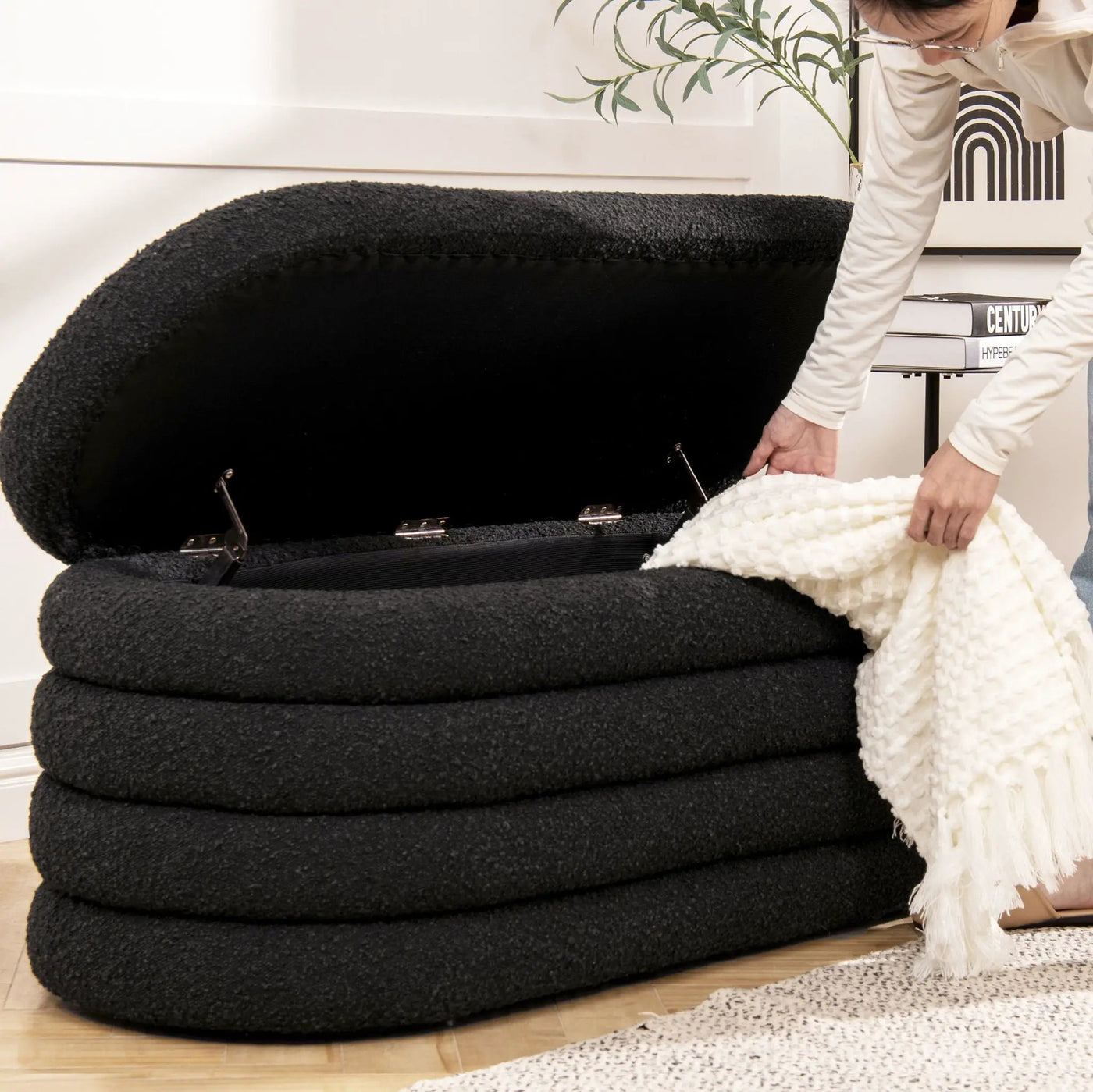 Fuji - Upholstered Oval Storage Bench by HouseOfZazla