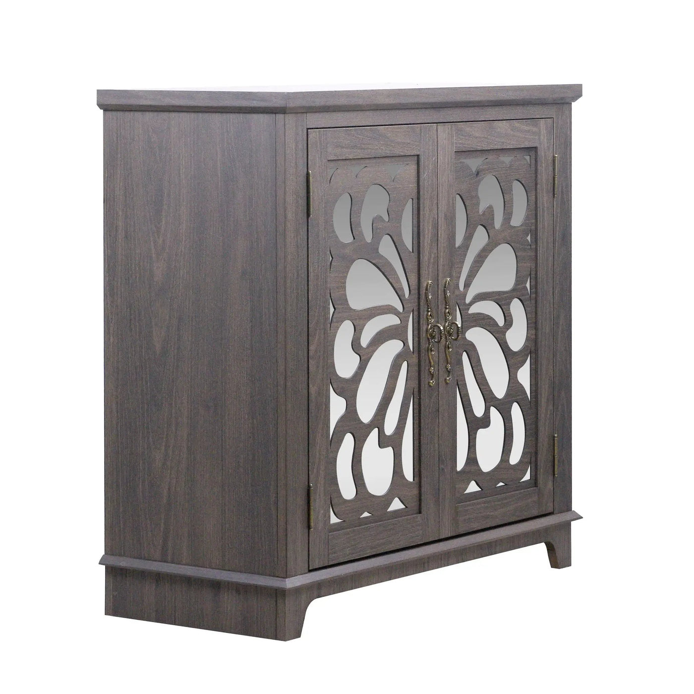 Elegant Sideboard With 2 Acrylic Mirrored Doors, Adjustable Shelf Storage by HouseOfZazla