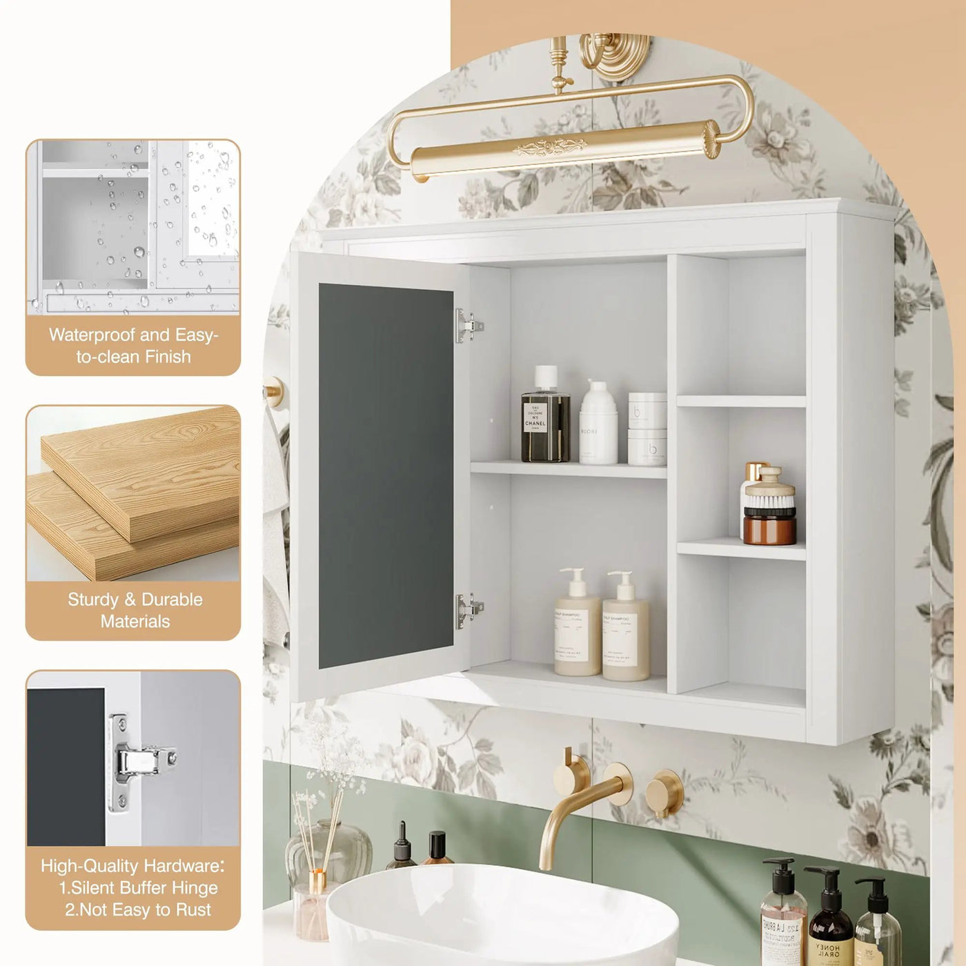 Wall Mounted Medicine Cabinet With Mirror, Storage Cabinet Featuring 6 Open Shelves And Adjustable Interior by HouseOfZazla