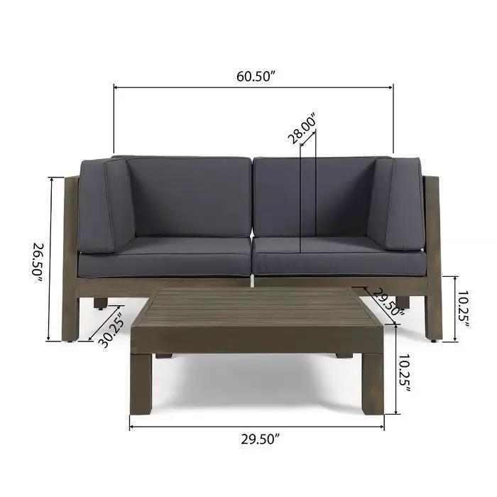 Brava X-Back 2 Seater Sectional Loveseat with Coffee Table by HouseOfZazla