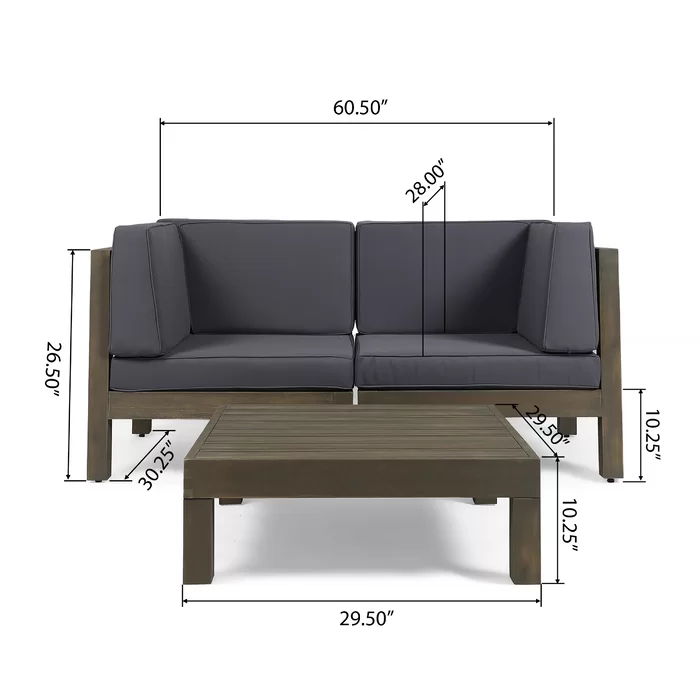 Brava X-Back 2 Seater Sectional Loveseat with Coffee Table by HouseOfZazla