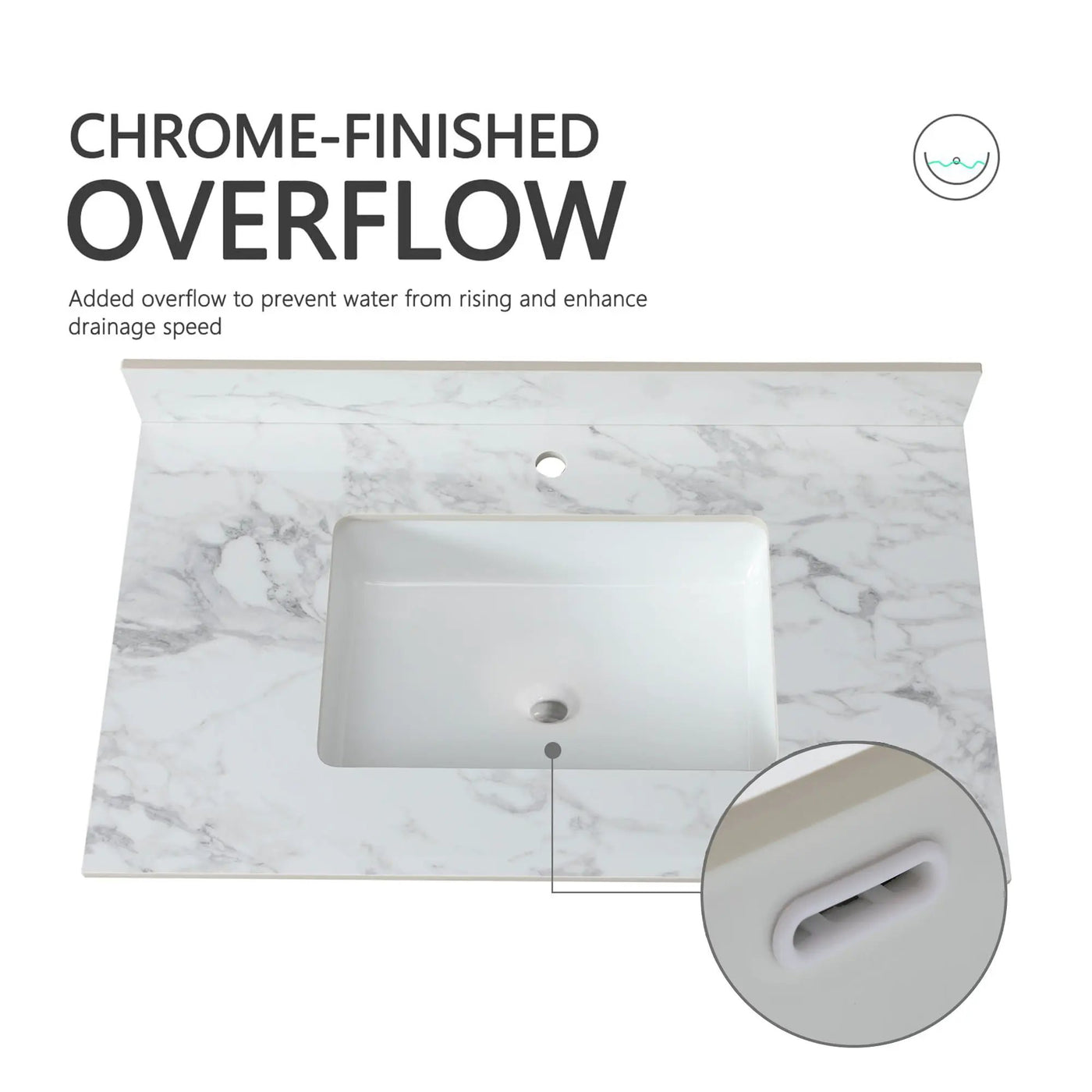 Elegant Bathroom Vanity Top With Rectangular Ceramic Sink And Backsplash by HouseOfZazla