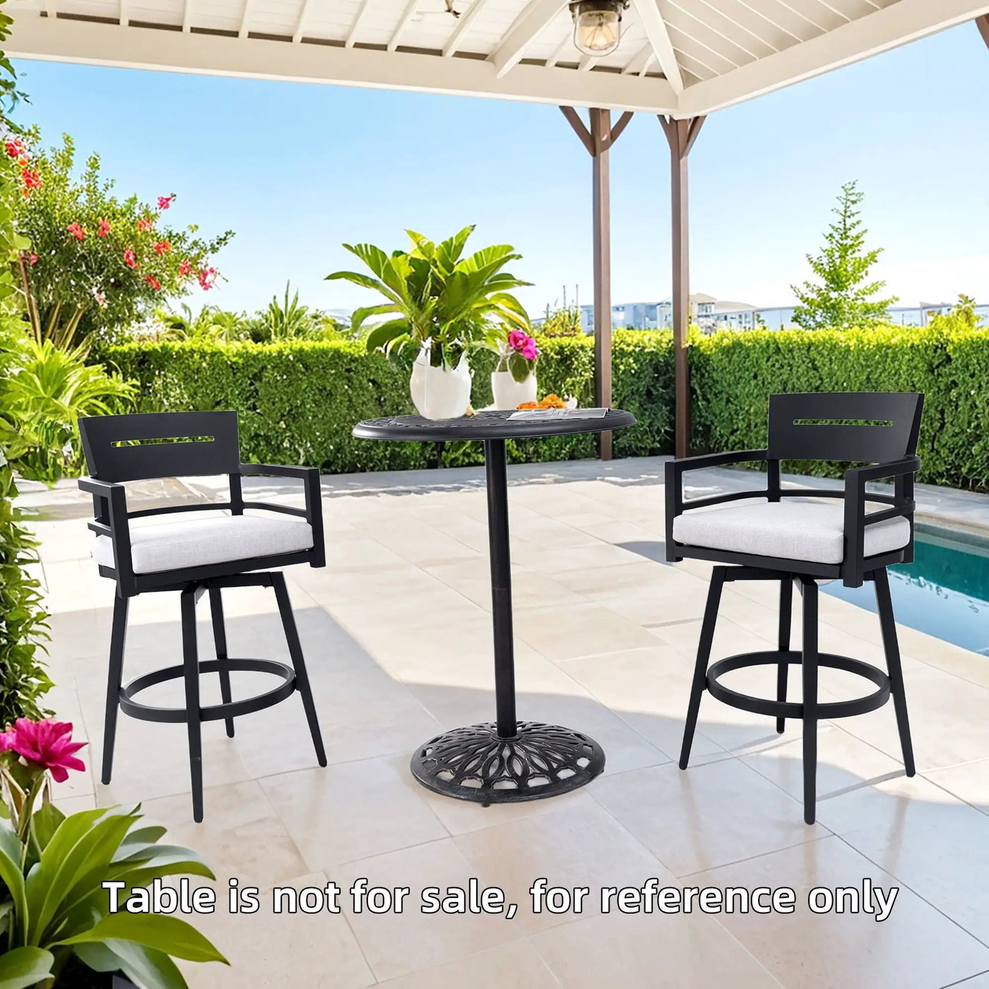 Outdoor Swivel Bar Chairs, 360 Degree Rotation, Ergonomic Backrest (Set of 2) by HouseOfZazla