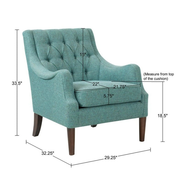 Qwen - Button Tufted Accent Chair With - Teal, photo 2 of 7