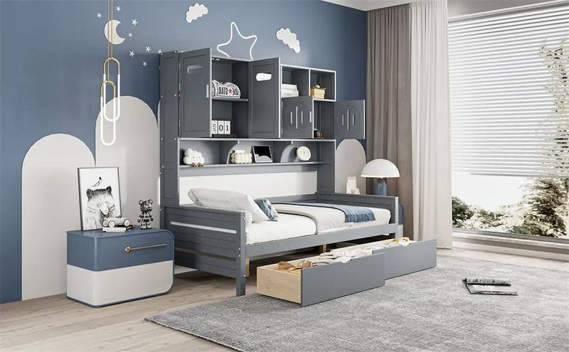 Daybed With All-In-One Cabinet And Shelf by HouseOfZazla