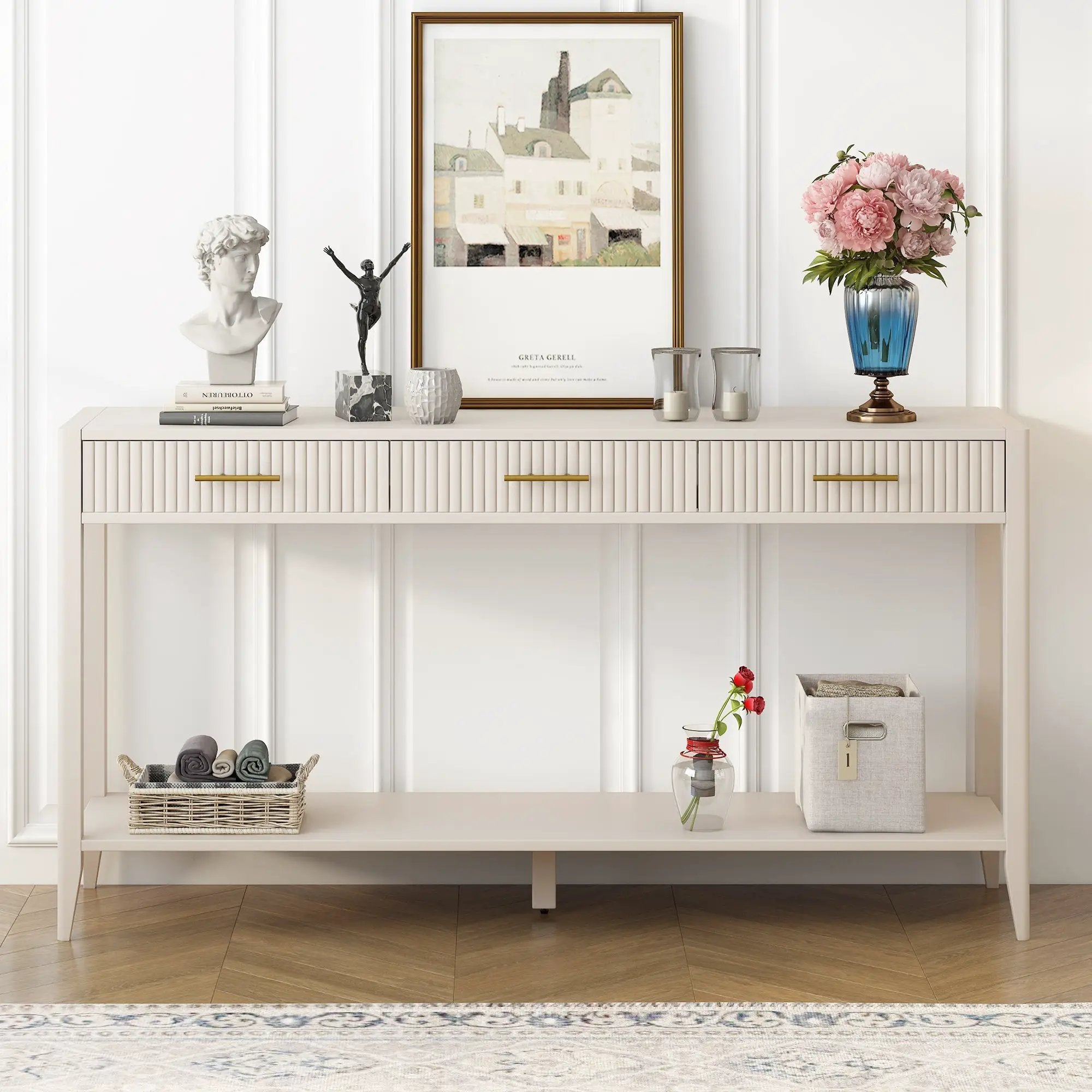 U Style 60" Painted Console Table with 3 Drawers by HouseOfZazla