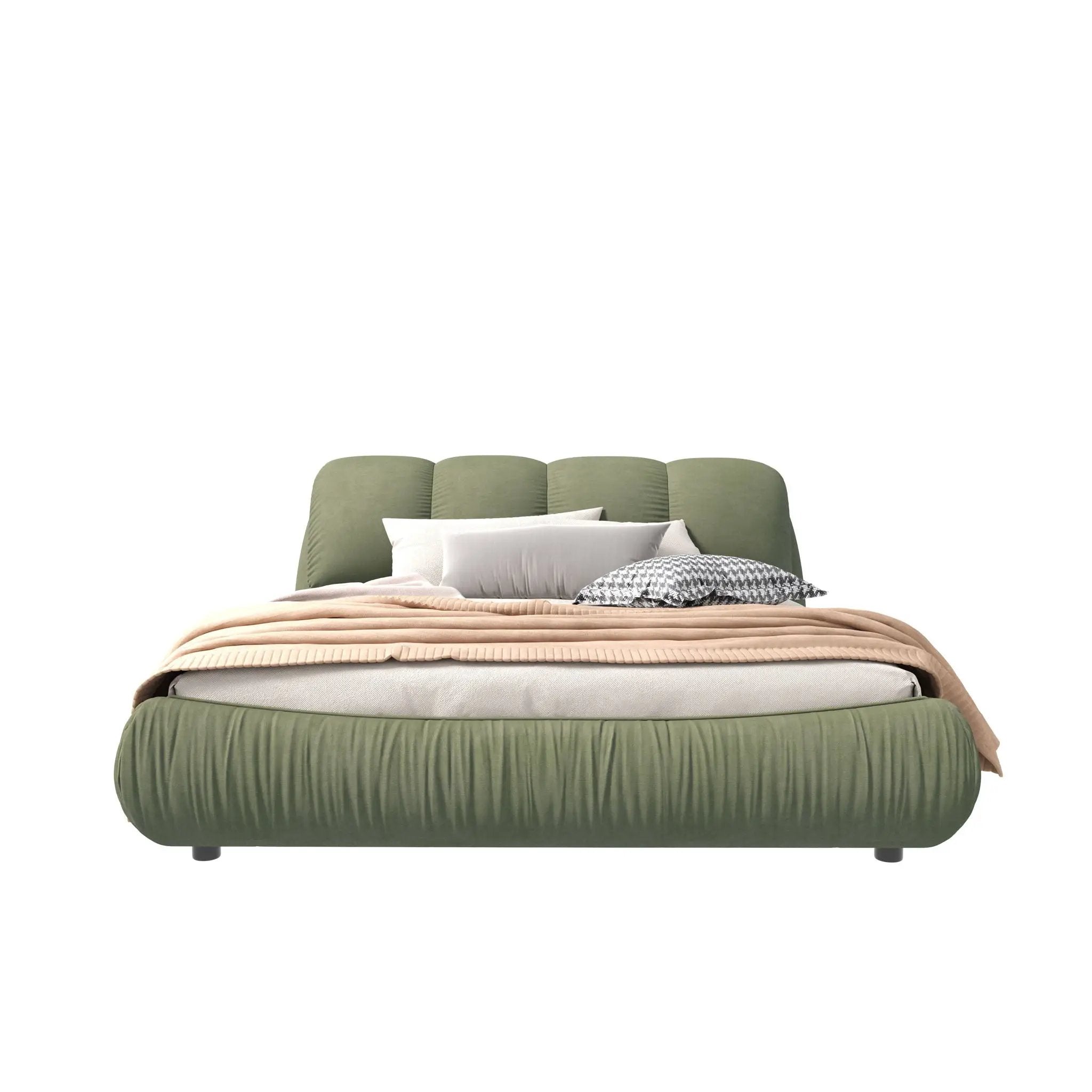 Luxury Upholstered Platform Bed With Oversized Padded Backrest And Solid Wood Frame by HouseOfZazla