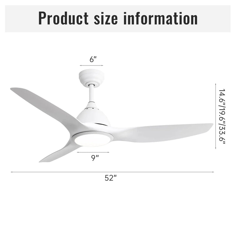 Modern Ceiling Fan With 22W Led Light, 3 ABS Fan Blades Dc Motor Ceiling Fan For Bedroom Living Room by Unique Piece Furniture