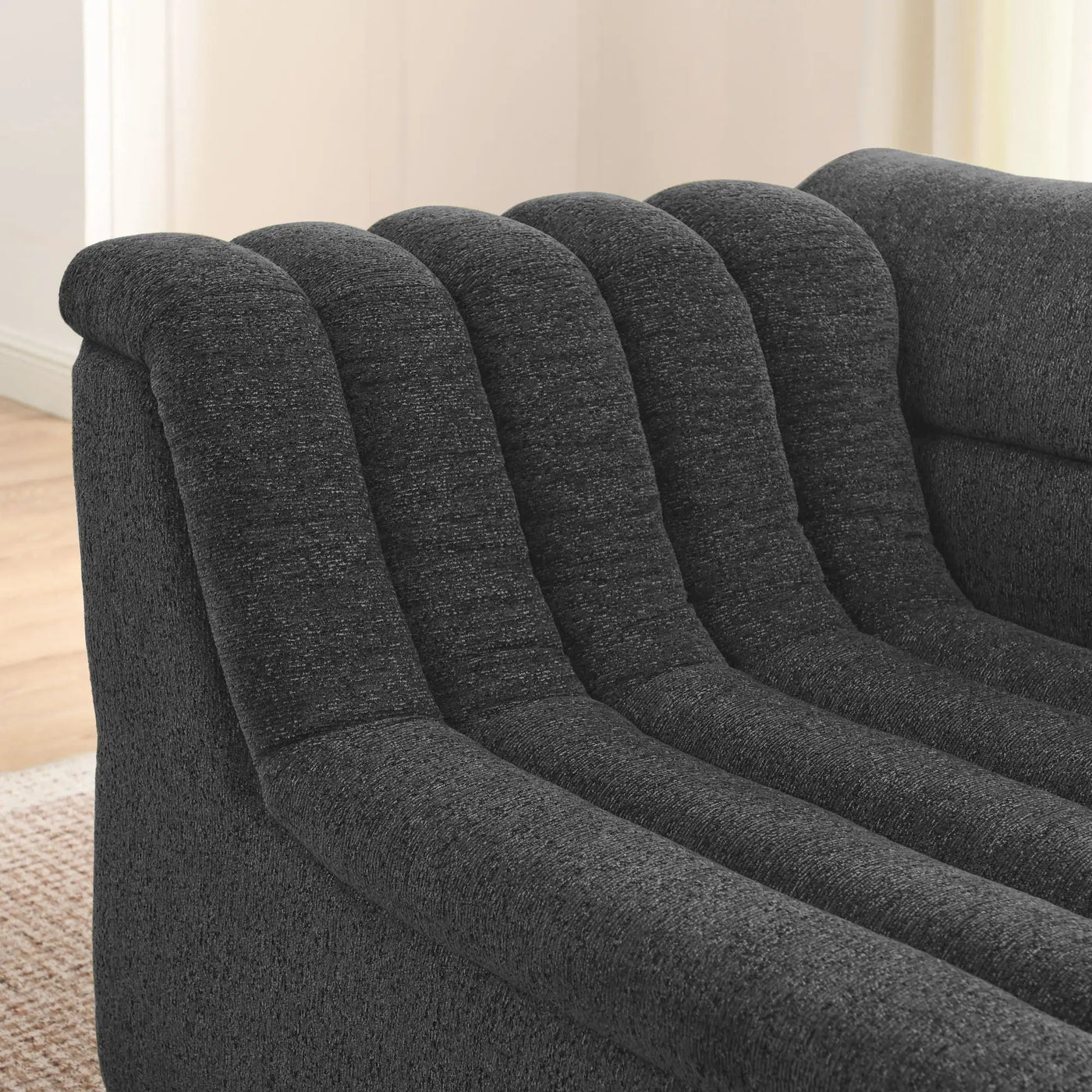 U-Shaped Modular Sectional Sofa With Chaise And Movable Ottoman With Wave-Shaped Armrest by Unique Piece Furniture