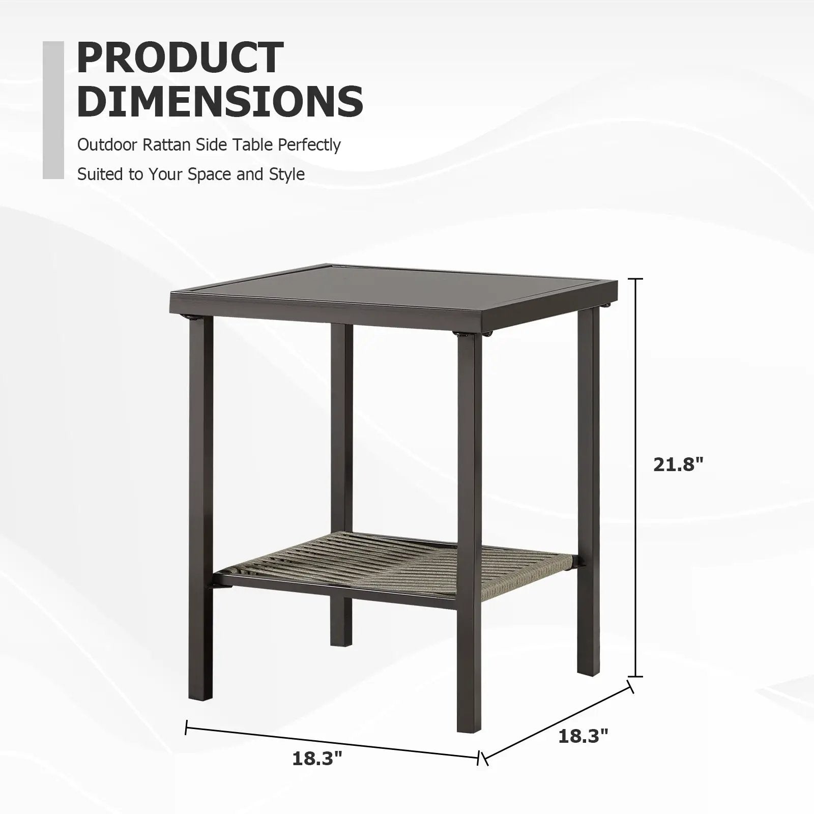 Outdoor Wicker Side Table 22x18x18 Inch All-Weather Rattan by HouseOfZazla