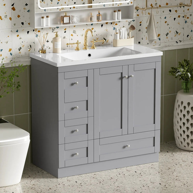 36 Inch Shaker Style Free-Standing Bathroom Vanity Cabinet with Sink by HouseOfZazla