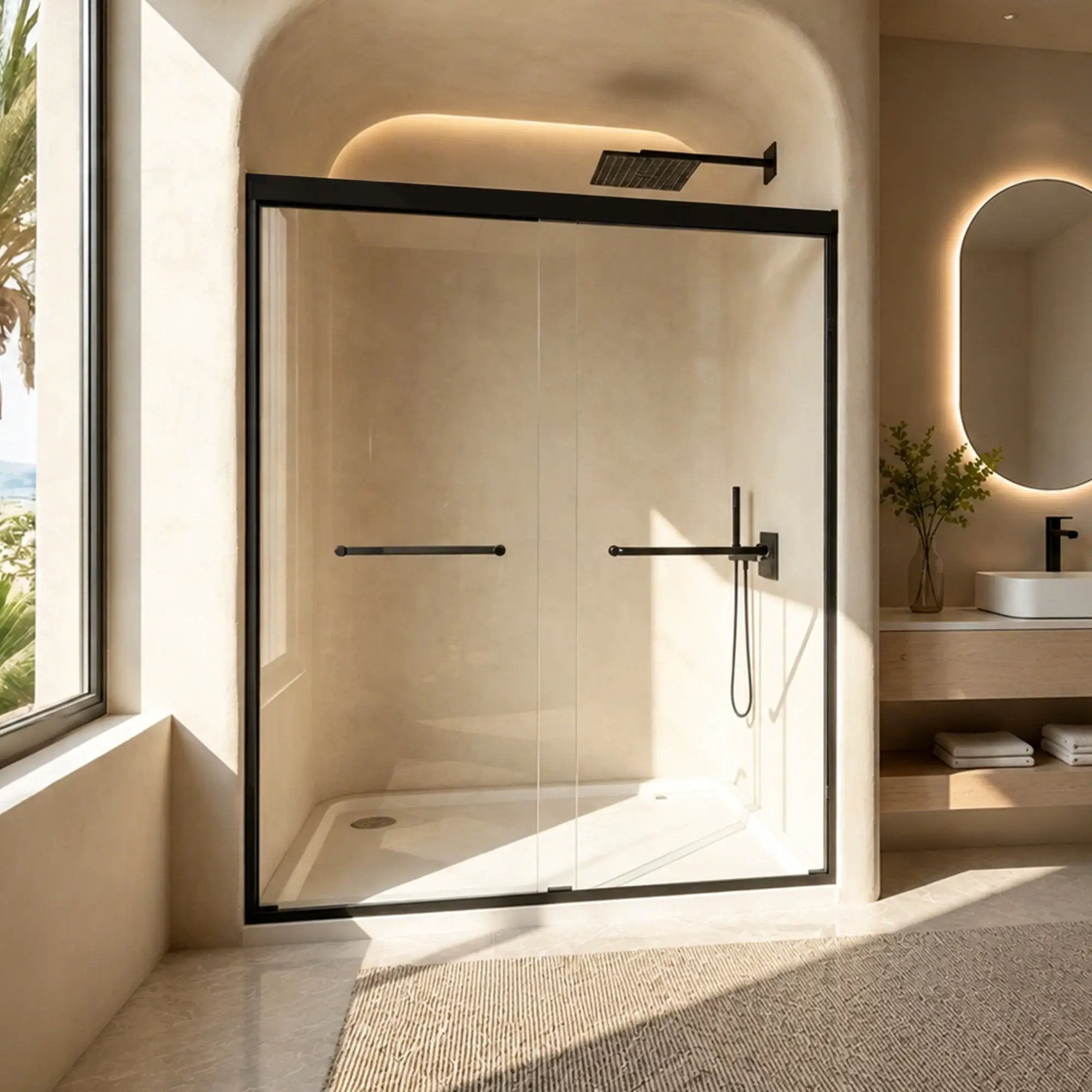 Tempered Glass Aluminum Frame Double Sliding Shower Door by HouseOfZazla