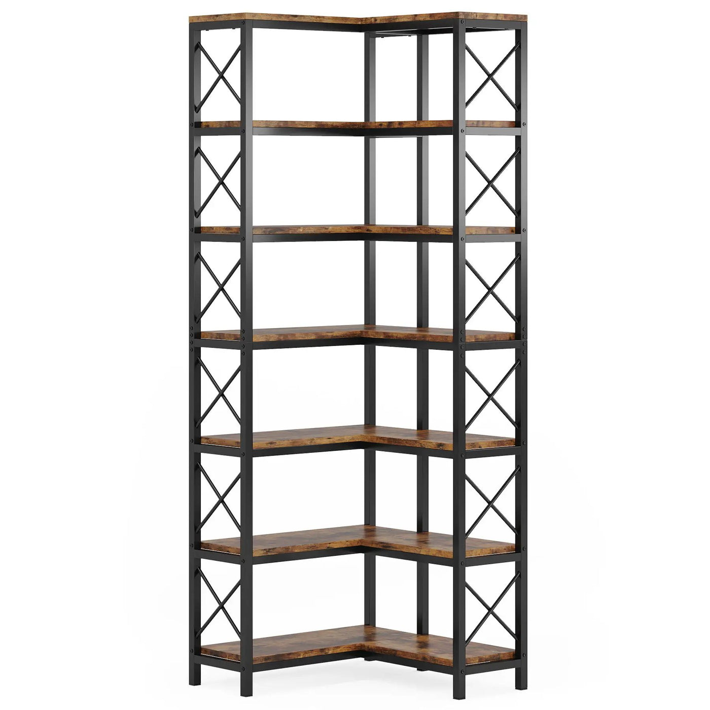 7 Tier Corner Bookshelf, Storage Unit For Living Room by HouseOfZazla