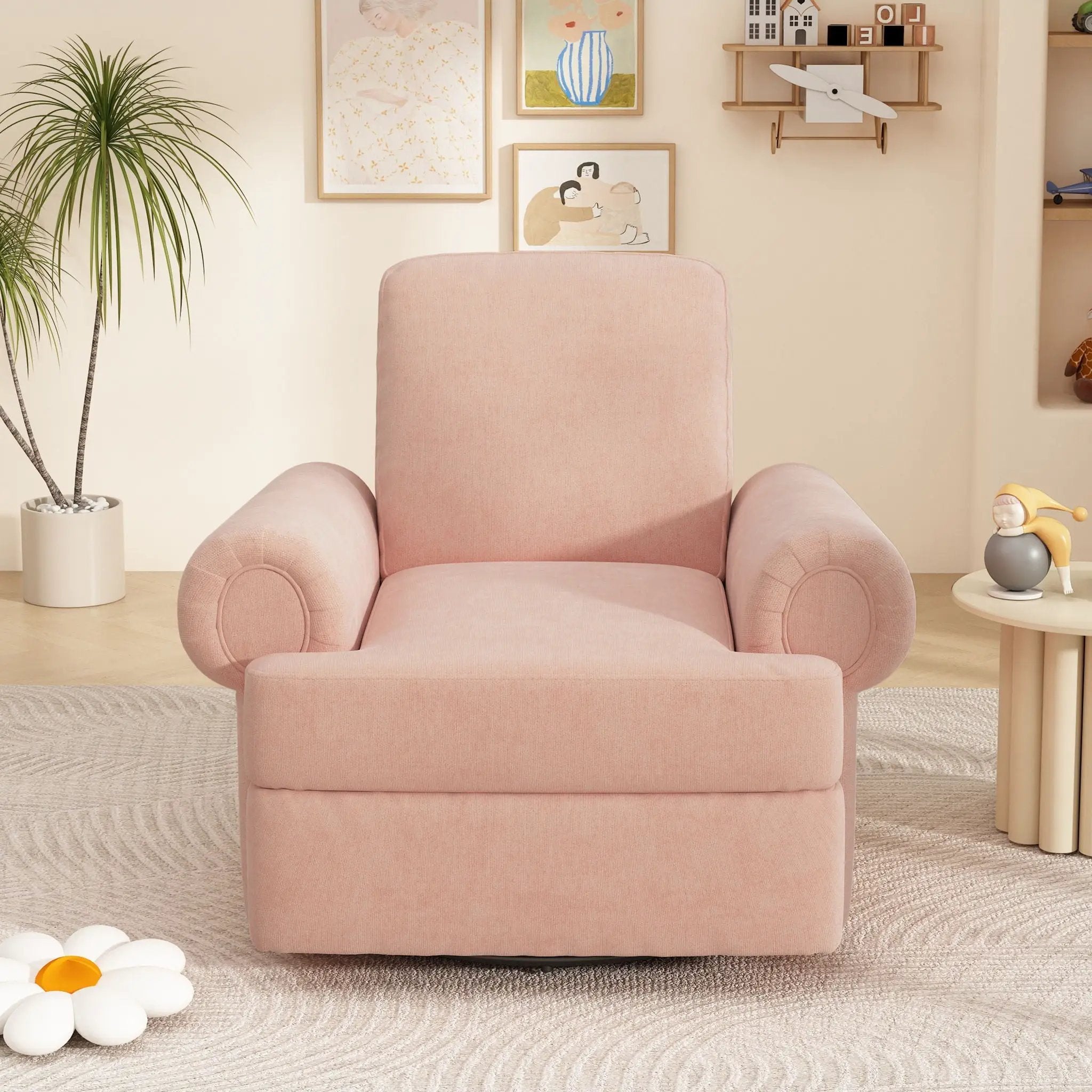 Manual Swivel Recliner Rocker Chair With Adjustable Backrest by Unique Piece Furniture