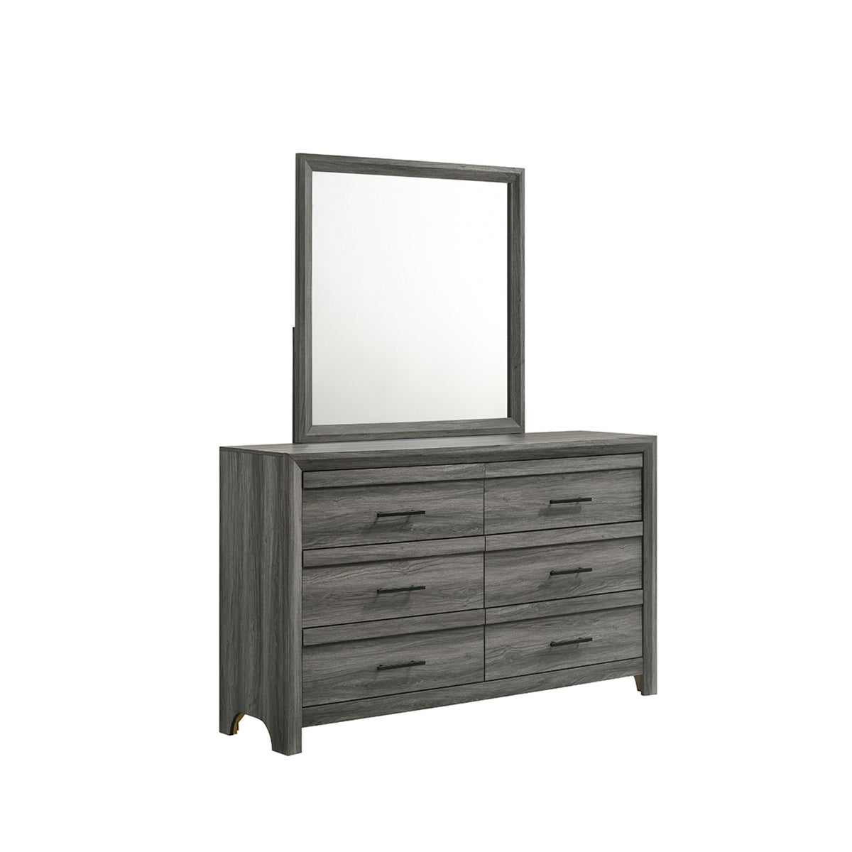 Square Mirror with Modern Wood Frame - Dark Gray or Light Brown, photo 7 of 10