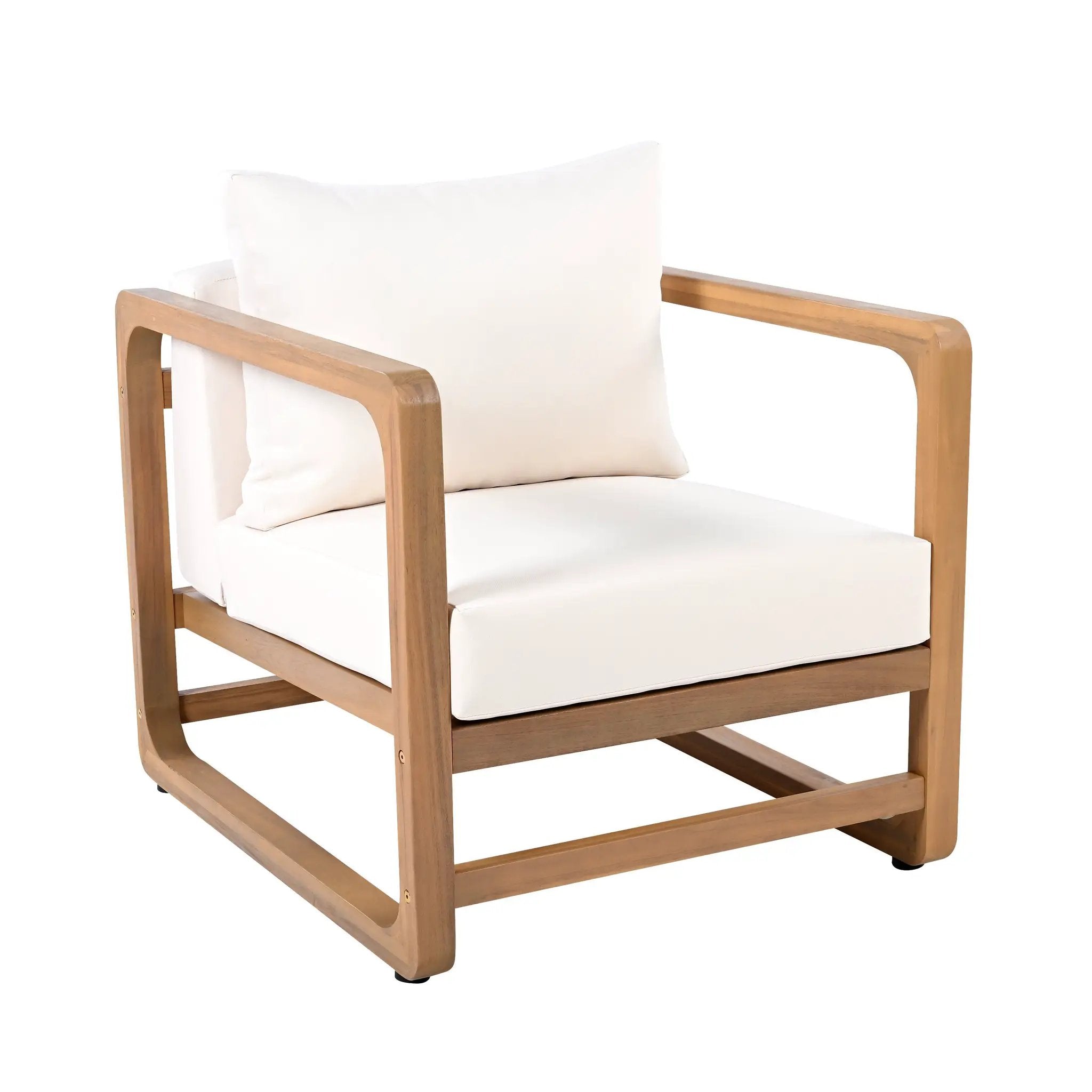 Acacia Wood Outdoor Set: 2 Club Chairs + Rustic Slat Side Table by HouseOfZazla