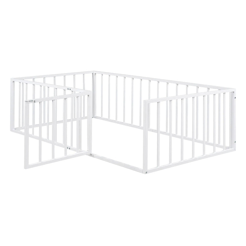 Metal Floor Bed Frame With Fence And Door by Unique Piece Furniture