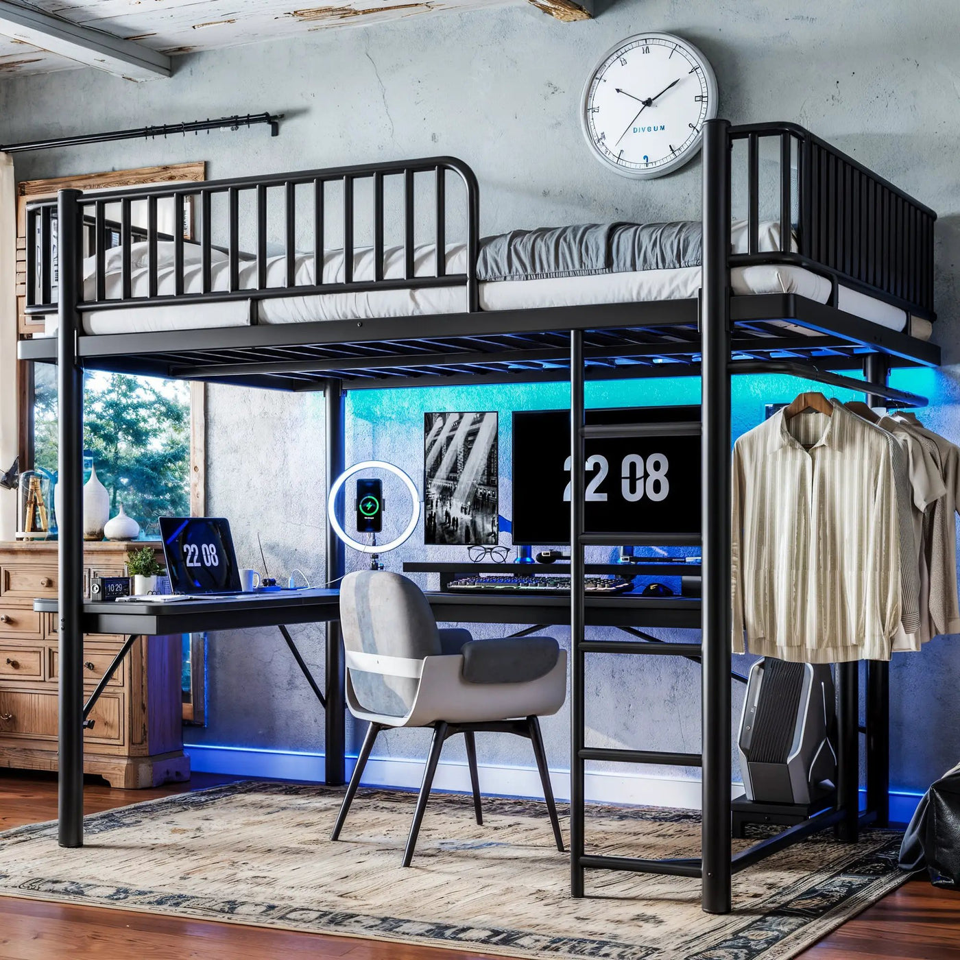 Queen Loft Bed with L-Shaped Desk by HouseOfZazla