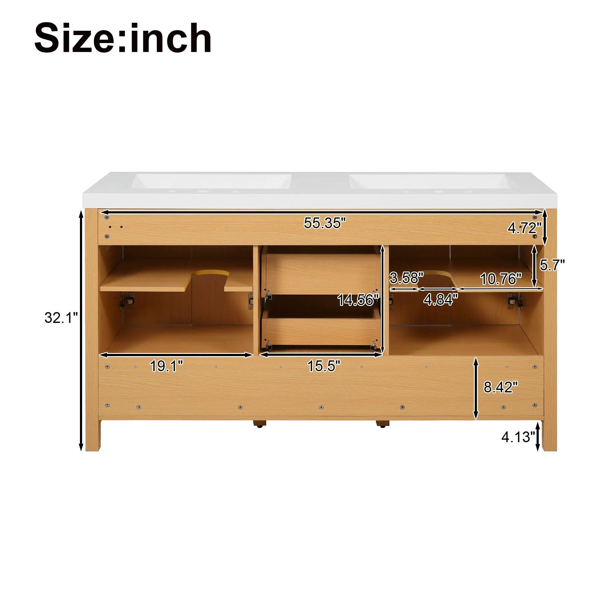 Bathroom Vanity With Double Sink, Soft Close Doors & Drawers Handles - Wood by HouseOfZazla