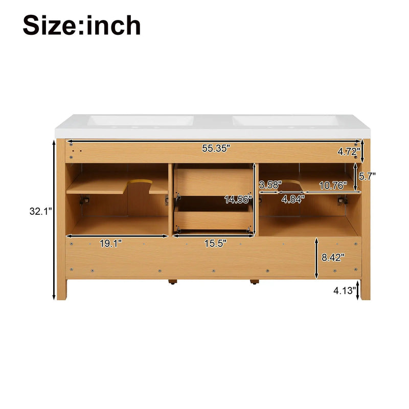Bathroom Vanity With Double Sink, Soft Close Doors & Drawers Handles - Wood by HouseOfZazla