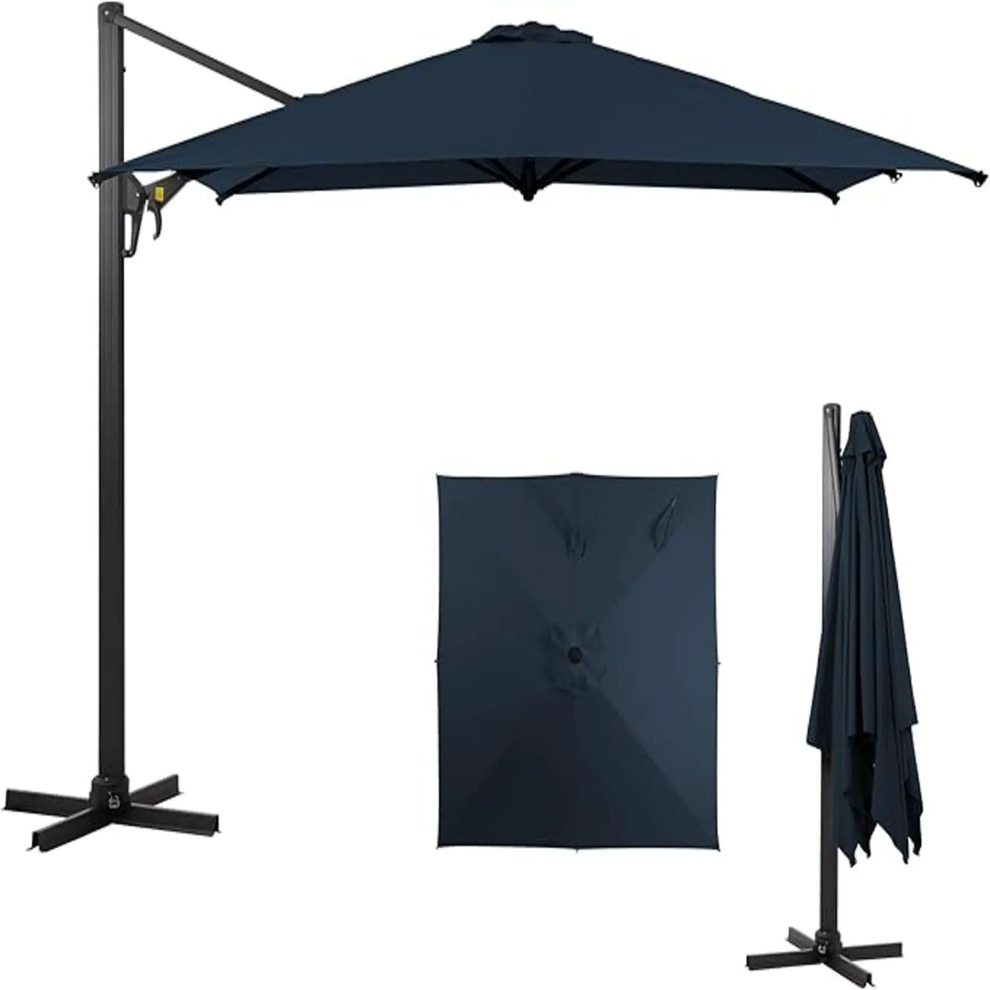 Round Cantilever Patio Umbrella With 360 Rotation & Infinite Tilt Adjustment by HouseOfZazla
