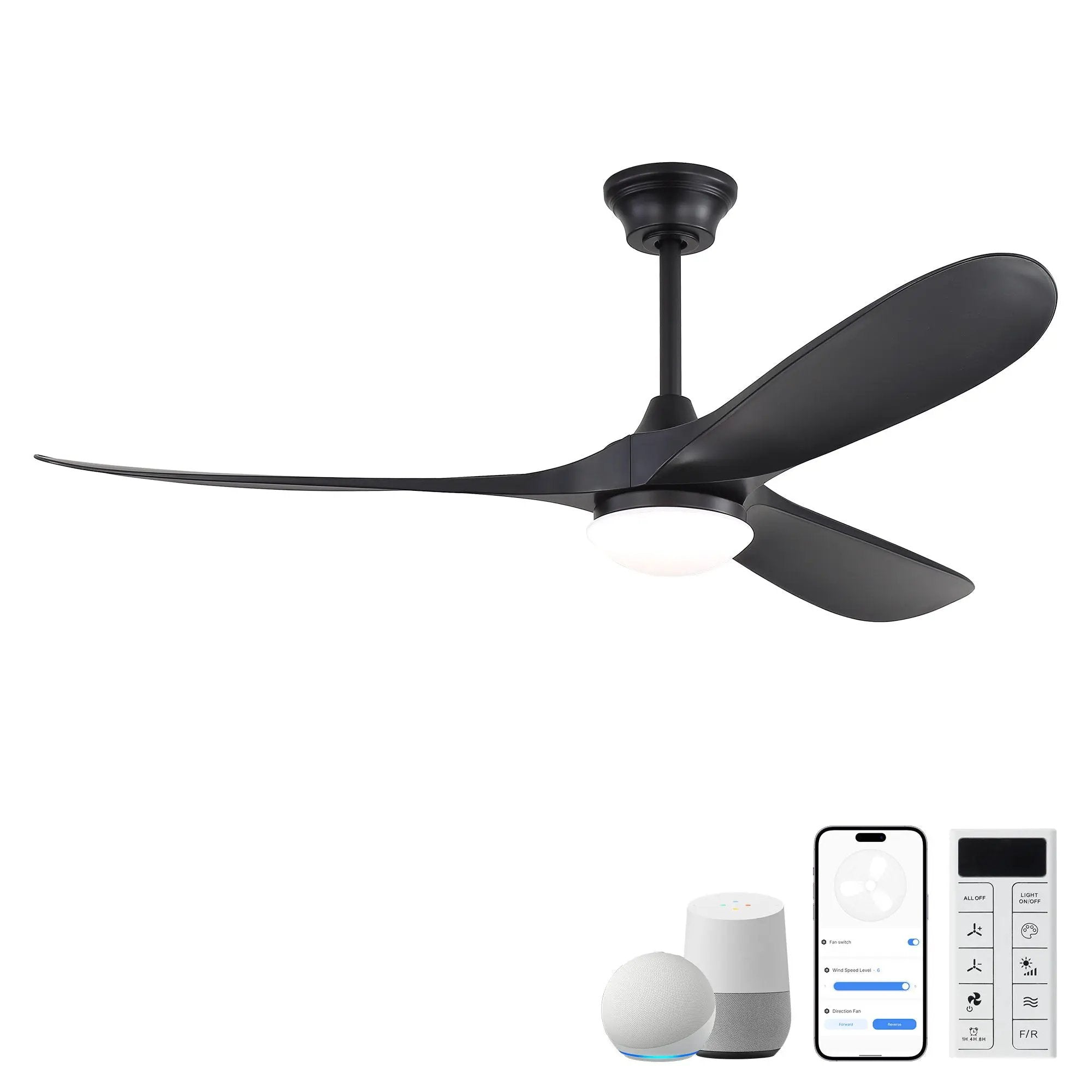 Smart Ceiling Fan With Lights, 3 Blades, Reversible Quiet DC Motor For Indoor by HouseOfZazla