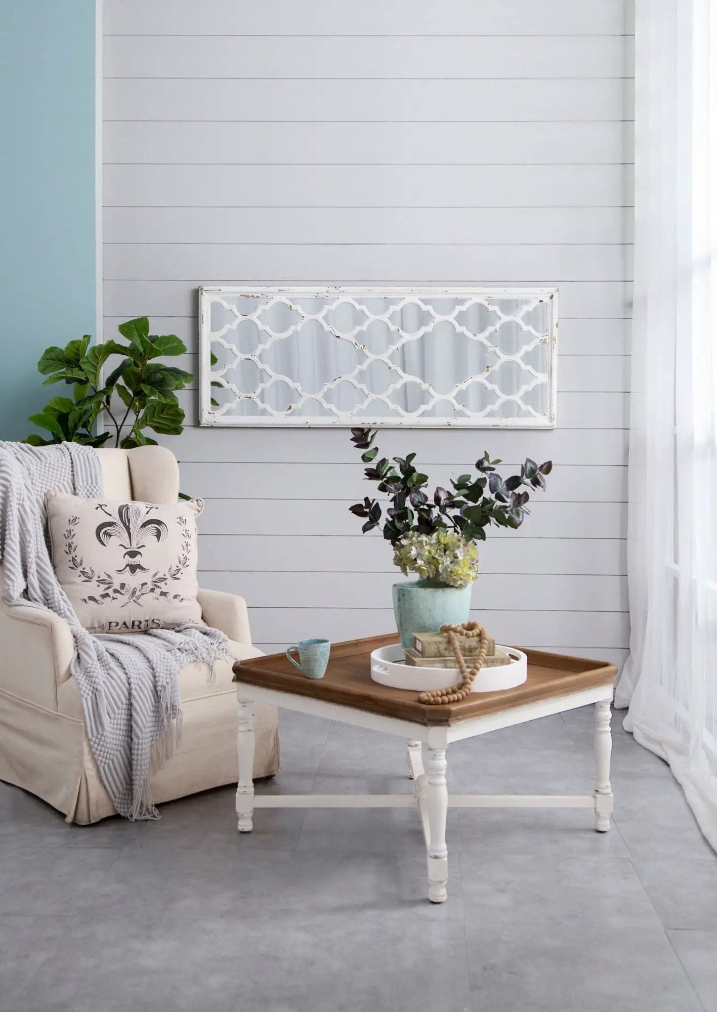 Distressed Floor Mirror, Full Body Mirror For Bathroom Bedroom Living Room - White by HouseOfZazla