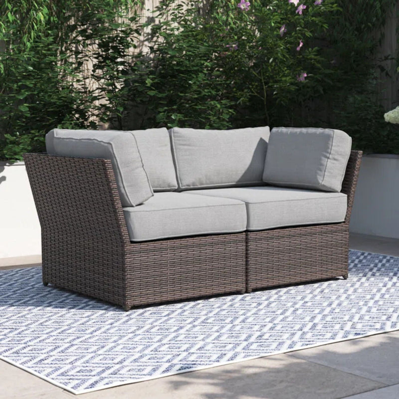 Outdoor Wicker Loveseat with Cushions - Brown, photo 4 of 7