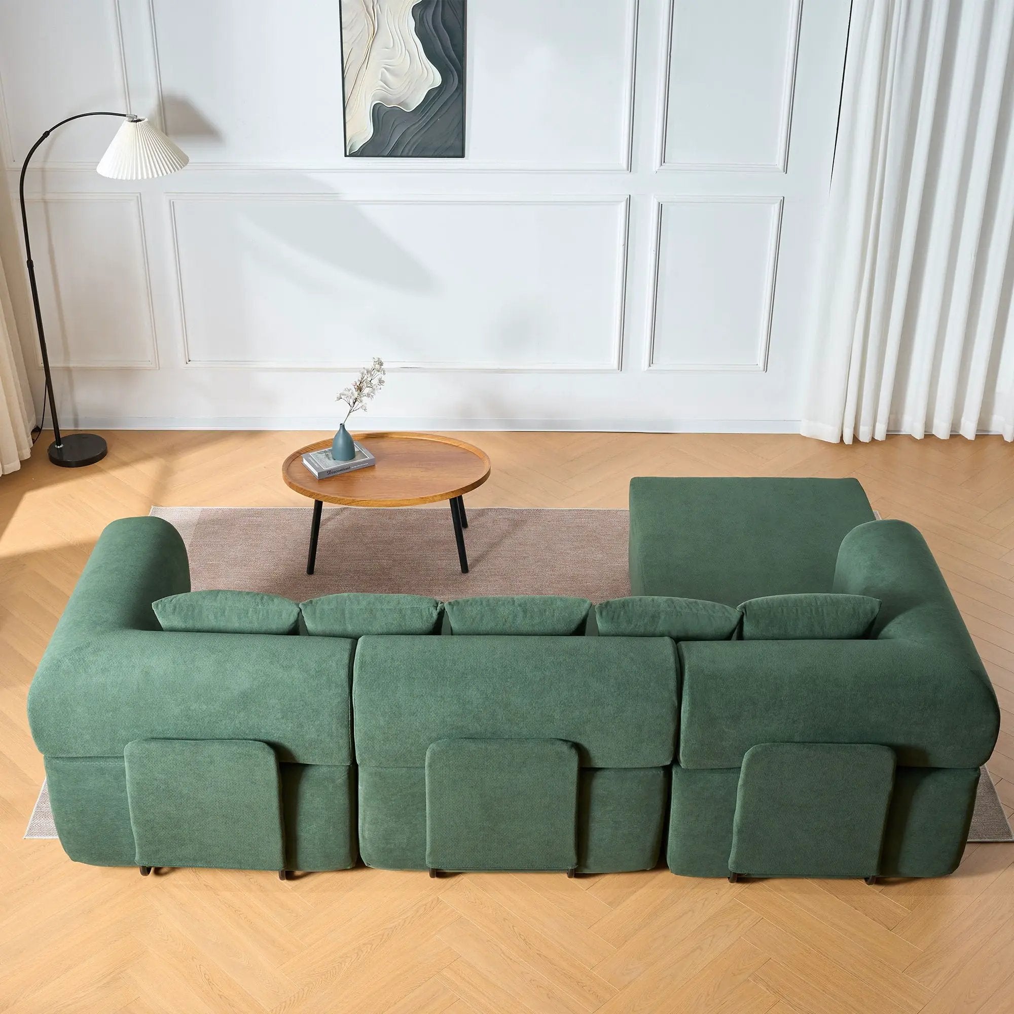 Modular L-Shaped Sectional Sofa With Deep Seat, Movable Chaise & 5 Pillows by HouseOfZazla