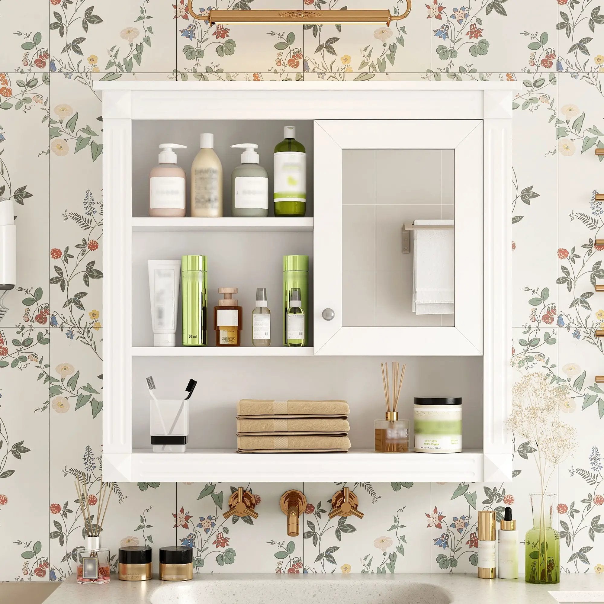 Wall-Mounted Bathroom Cabinet with Mirror and Adjustable Shelves by HouseOfZazla