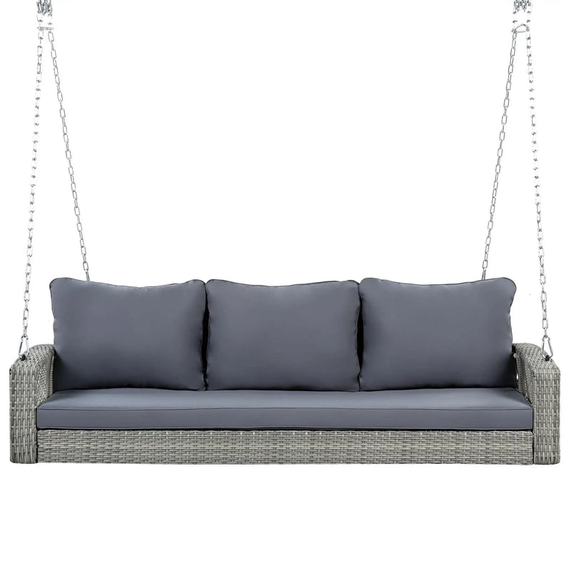 3 Person Large Patio Swing Bench With Cushions For Backyard