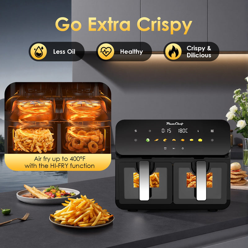 10QT Dual Air Fryer with Double Basket and Digital Touchscreen Control by HouseOfZazla