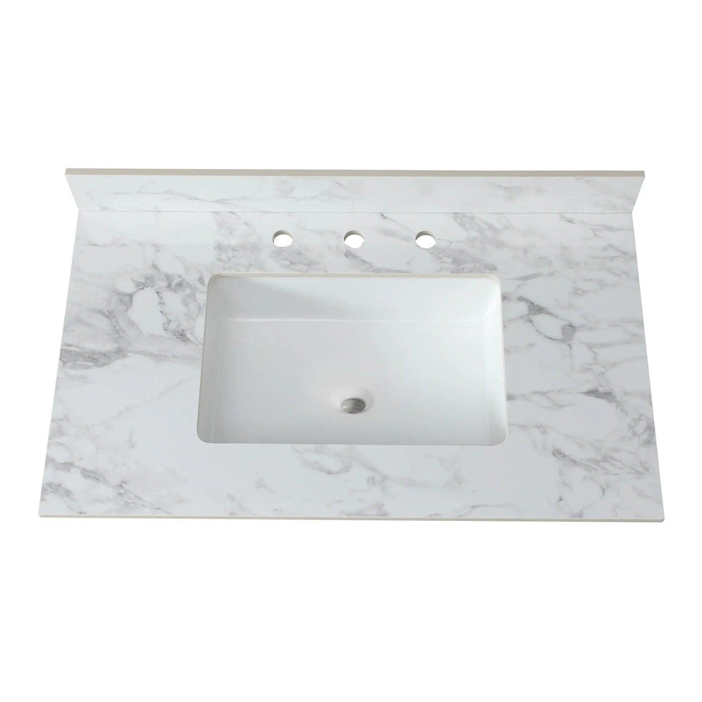 Elegant Sintered Stone Bathroom Vanity Top With Rectangular Undermount Ceramic Sink by HouseOfZazla