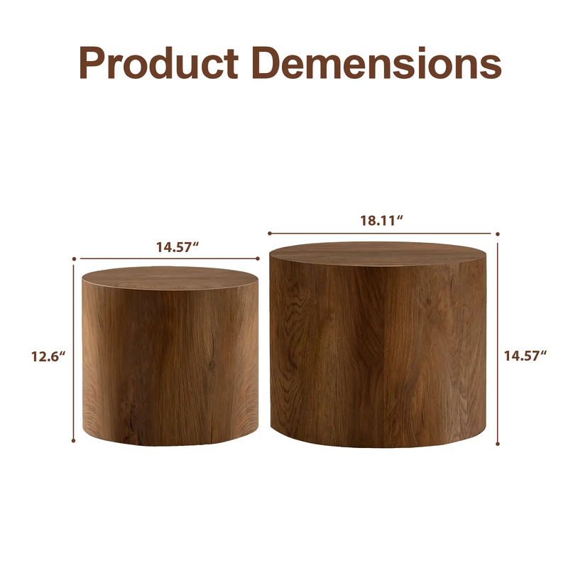 Nesting Coffee Table Set of 2, Modern Round Coffee Tables with Non-Slip Feet by HouseOfZazla