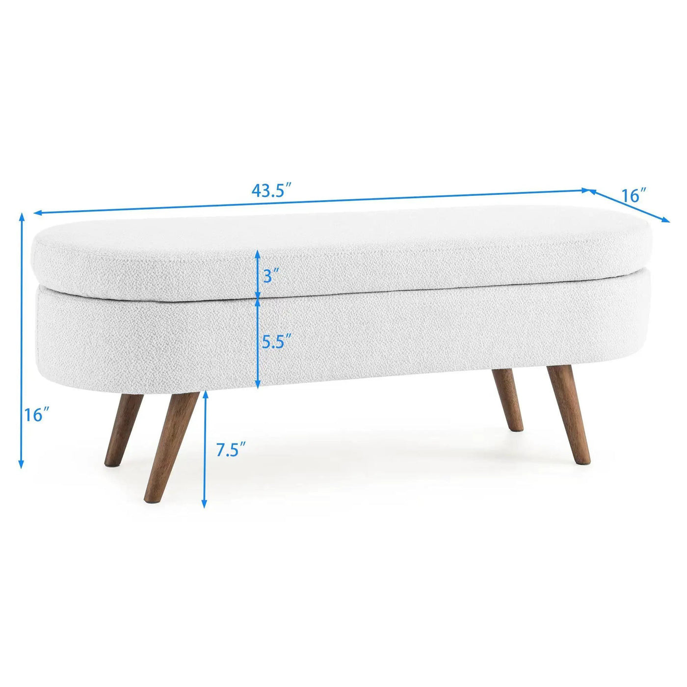 Ottoman Oval Storage Bench With Rubber Wood Legs by HouseOfZazla