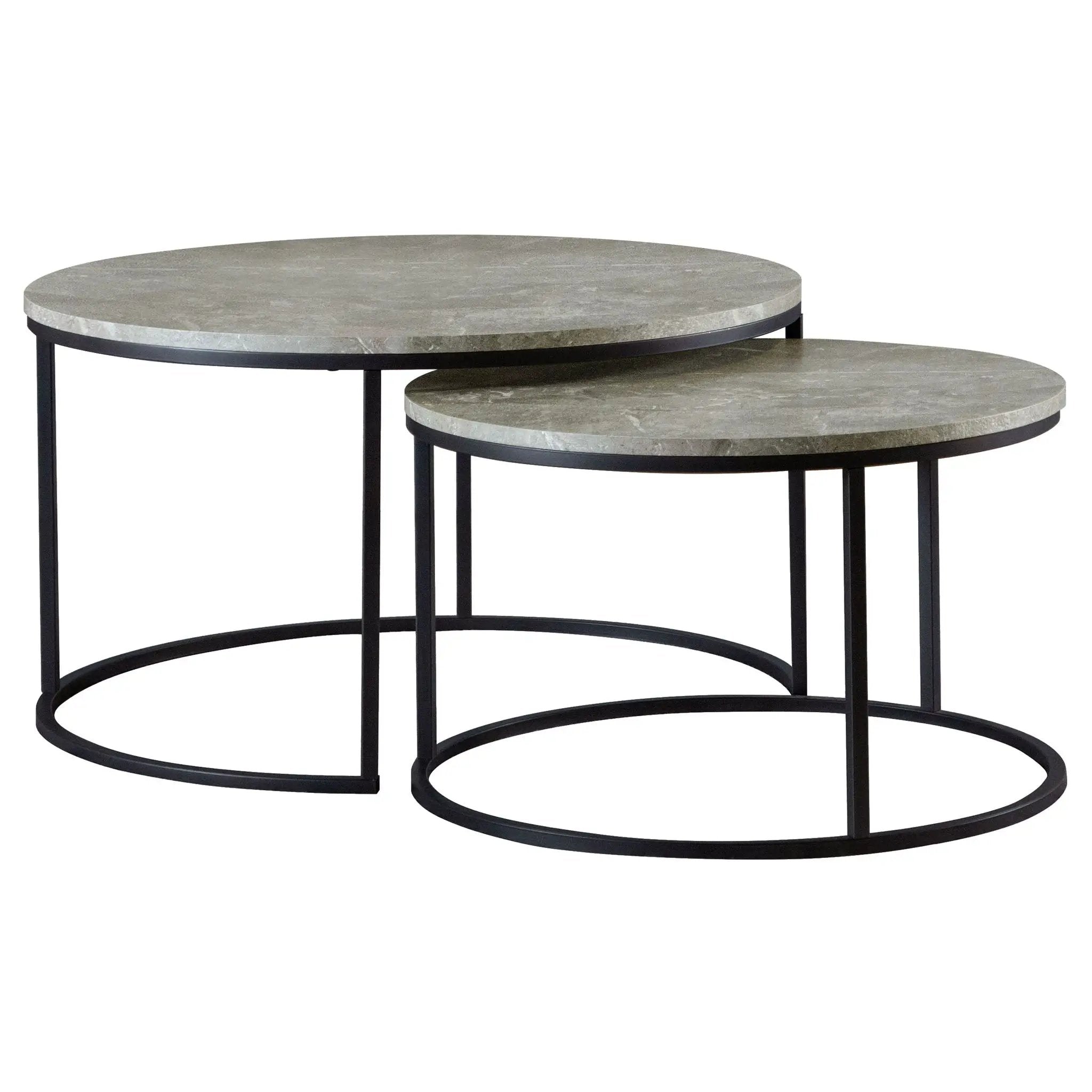 Lainey 2-piece Round Faux Marble Nesting Coffee Table Grey by Unique Piece Furniture